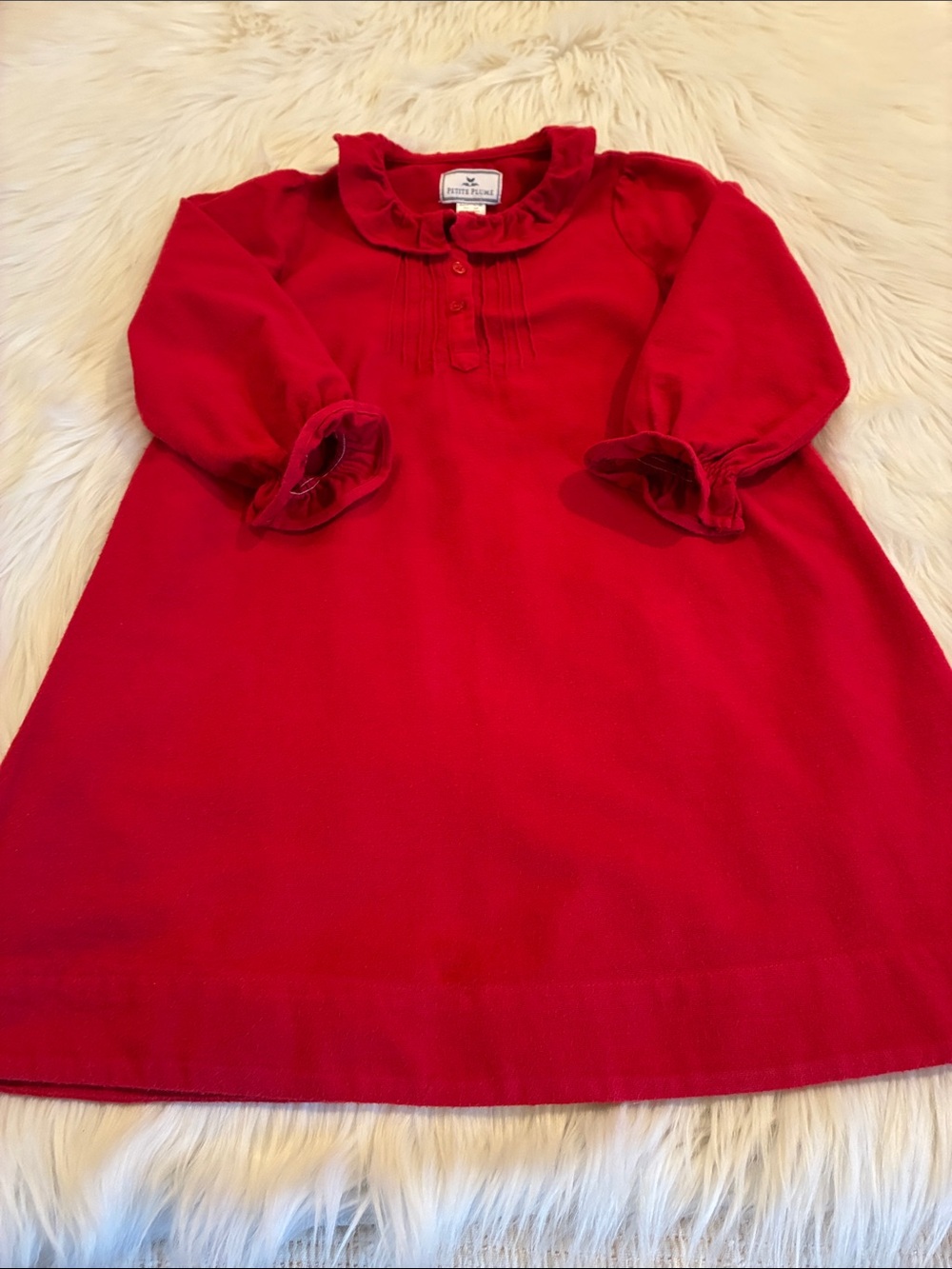 Petite Plume Girls Flannel Victoria Nightgown In Red
